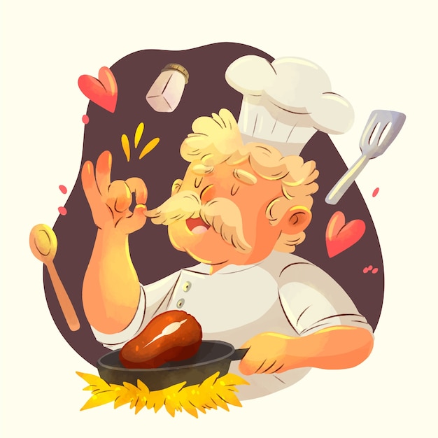Ilustración del día internacional de los chefs en acuarela