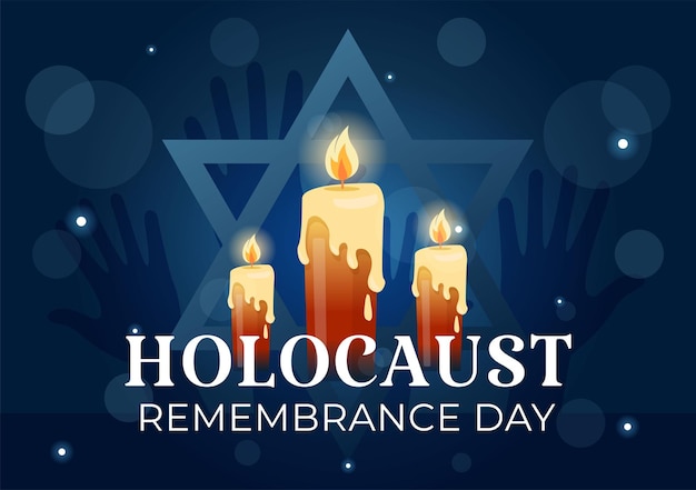 Ilustración del Día Internacional de Conmemoración del Holocausto con estrella y vela para conmemorar a las víctimas