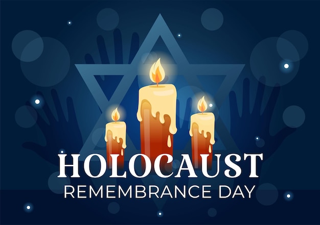 Vector ilustración del día internacional de conmemoración del holocausto con estrella y vela para conmemorar a las víctimas