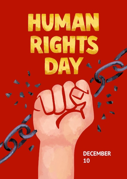 Ilustración del día internacional de los derechos humanos en acuarela