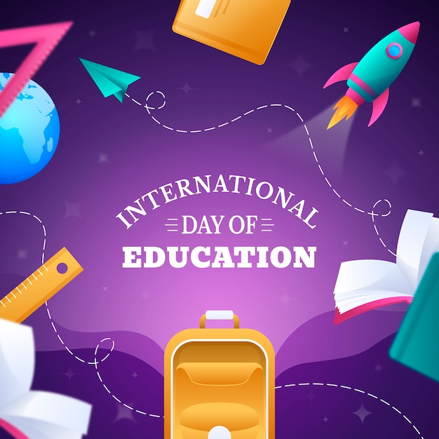 Vector ilustración del día internacional de la educación en gradiente