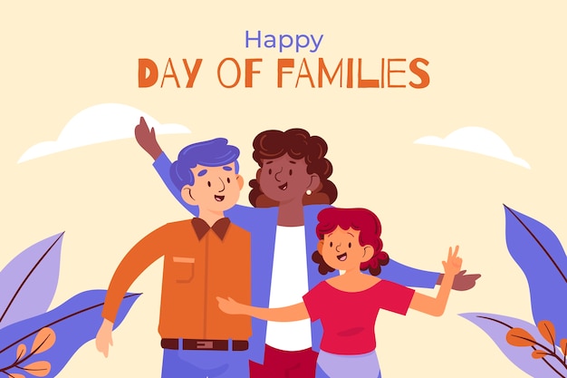 Ilustración del día internacional de la familia plana