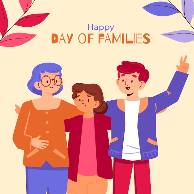 Ilustración del día internacional de la familia plana
