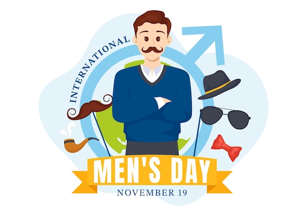 Vector ilustración del día internacional del hombre 39 con equipos masculinos para valorar positivamente a sus familias