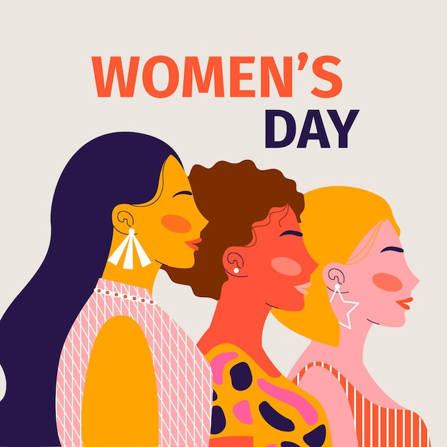 Vector ilustración del día internacional de la mujer dibujada a mano plana