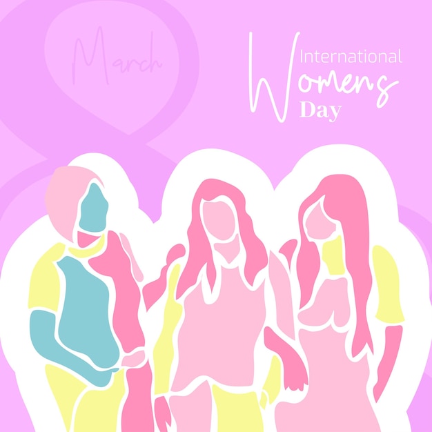 Ilustración del día internacional de la mujer de diseño plano vectorial