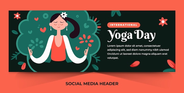 Ilustración del día internacional del yoga para plantilla de diseño de encabezado de redes sociales