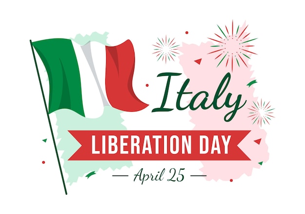 Vector ilustración del día de la liberación de italia con celebración de la festividad italiana el 25 de abril en plantillas dibujadas a mano