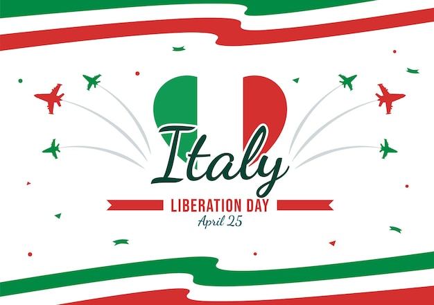 Vector ilustración del día de la liberación de italia con celebración de la festividad italiana el 25 de abril en plantillas dibujadas a mano