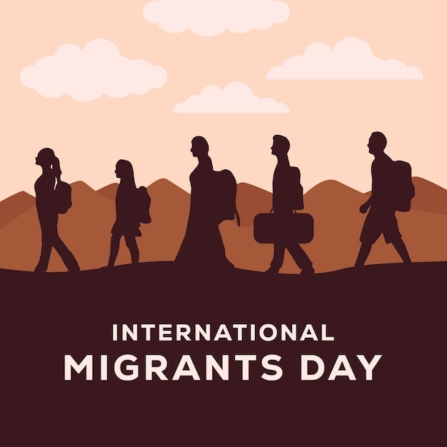 Vector ilustración del día de los migrantes internacionales de diseño plano