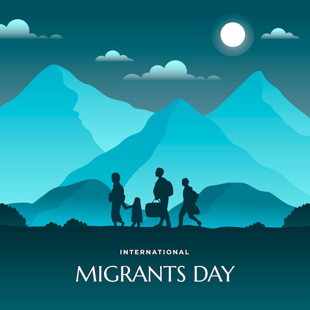 Vector ilustración del día de los migrantes internacionales en gradiente