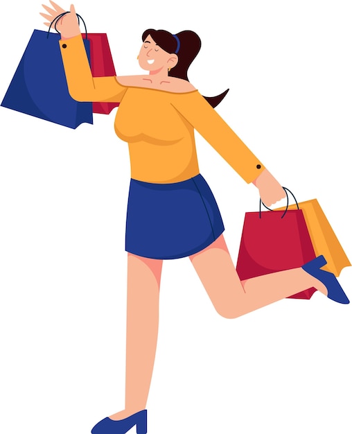 Vector ilustración del día de la mujer_mujer de compras