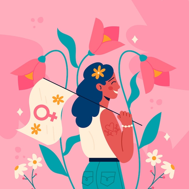 Ilustración del día de la mujer plana