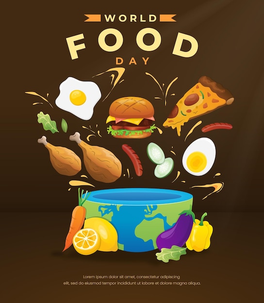 ilustración del día mundial de la alimentación con cuenco de tierra y algo de comida