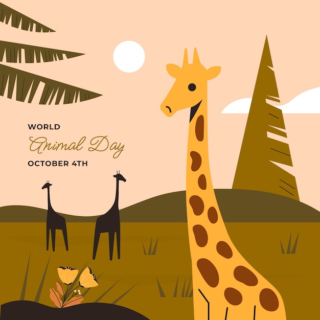Ilustración del día mundial de los animales planos