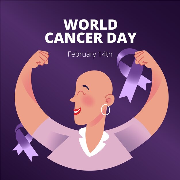 Ilustración del día mundial del cáncer degradado