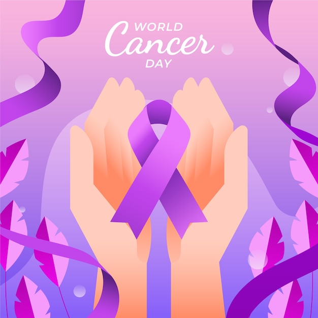 Vector ilustración del día mundial del cáncer degradado