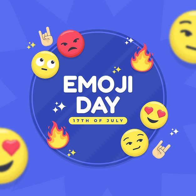 Vector ilustración del día mundial del emoji plano