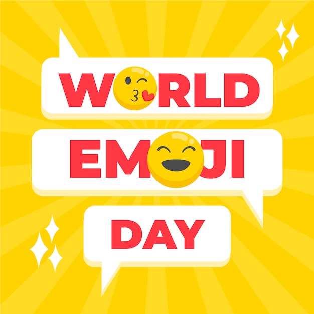 Ilustración del día mundial del emoji plano