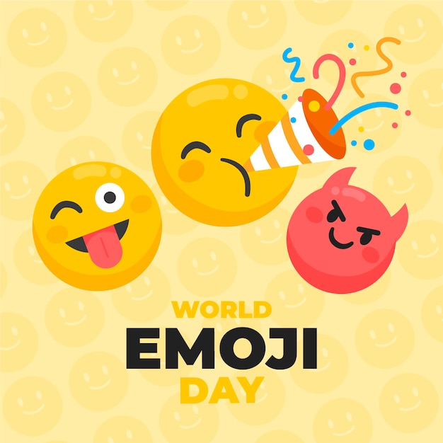 Vector ilustración del día mundial del emoji plano