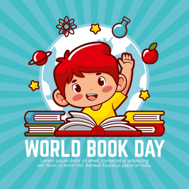 Vector ilustración del día mundial del libro de dibujos animados