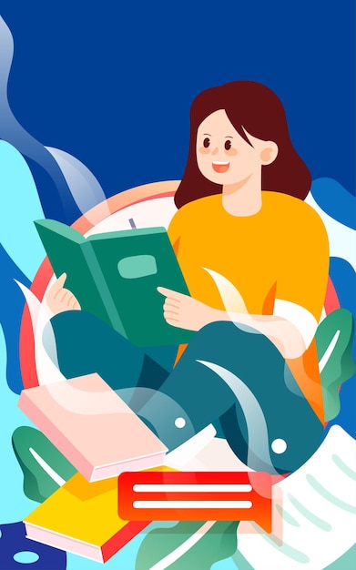 ilustración del día mundial del libro examen de ingreso a la universidad cuenta regresiva los estudiantes estudian mucho cartel