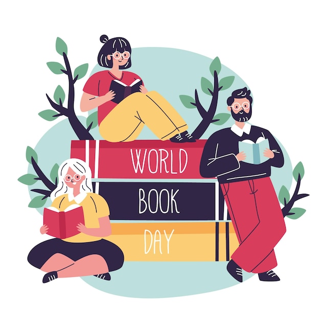 Vector ilustración del día mundial del libro plano orgánico