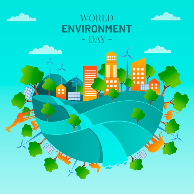 Ilustración del día mundial del medio ambiente degradado