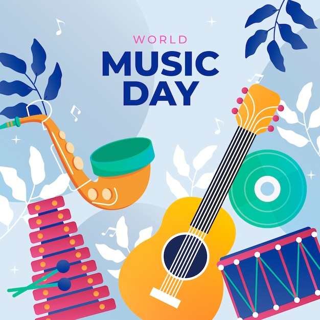 Vector ilustración del día mundial de la música degradado