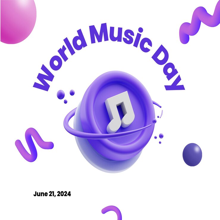 Vector ilustración del día mundial de la música con varios instrumentos musicales