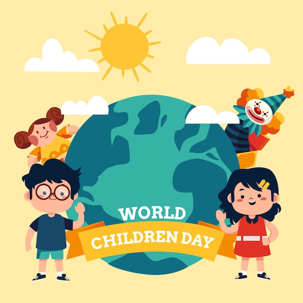 Ilustración del día mundial del niño plano.