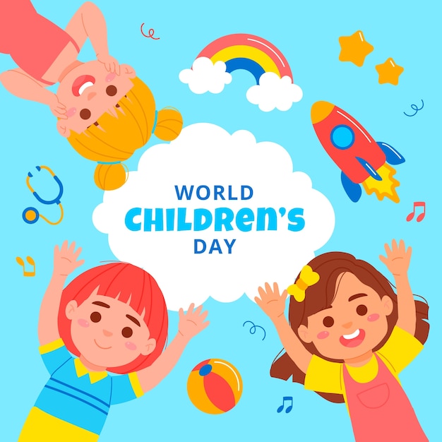 Ilustración del día mundial del niño plano.