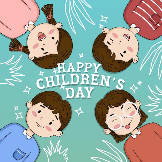 Ilustración del día mundial de los niños de dibujos animados vectoriales