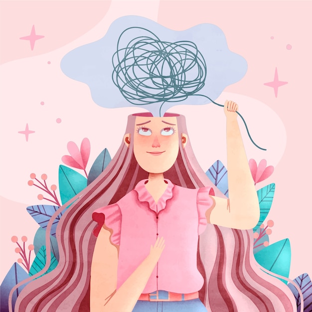 Ilustración del día mundial de la salud mental en acuarela