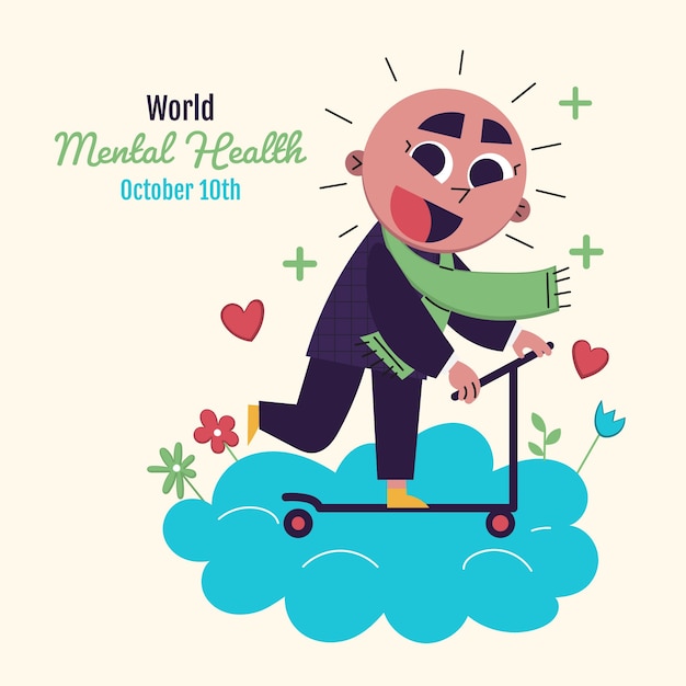 Vector ilustración del día mundial de la salud mental plana