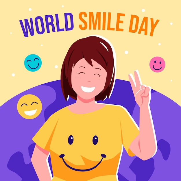 Vector ilustración del día mundial de la sonrisa plana