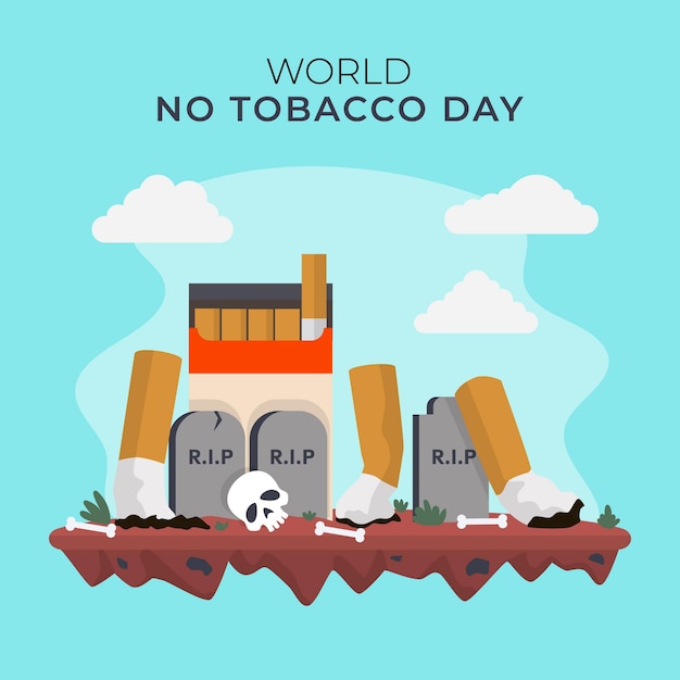 Ilustración del día mundial sin tabaco plano