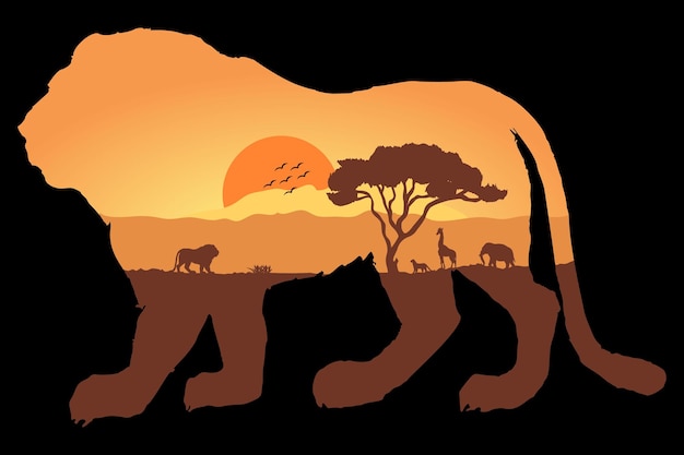 Vector ilustración del día mundial de la vida silvestre animales tierra y bosque