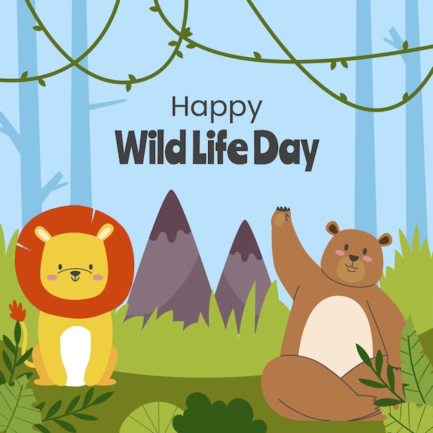 Vector ilustración del día mundial de la vida silvestre.