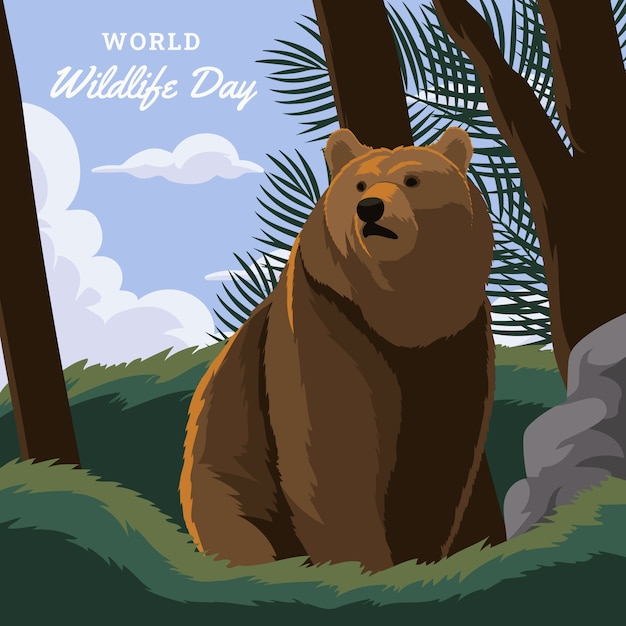 Ilustración del día mundial de la vida silvestre.