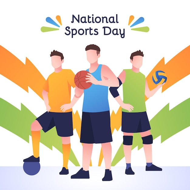 Vector ilustración del día nacional del deporte degradado