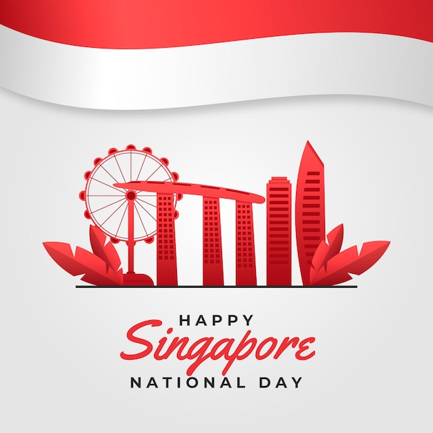 Ilustración del día nacional de singapur degradado