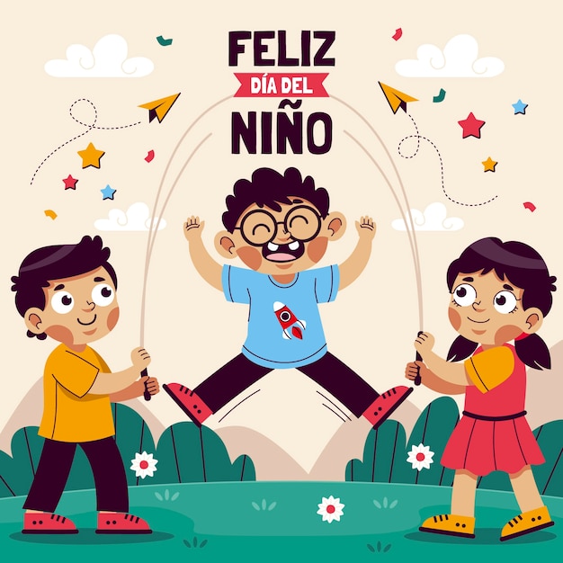 Vector ilustración para el día del niño en español