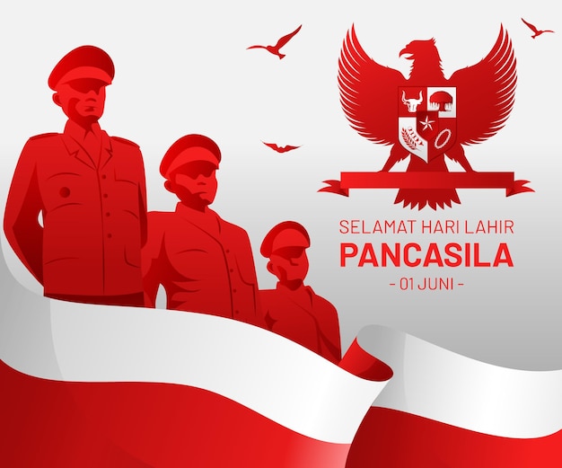 Vector ilustración del día de pancasila degradado