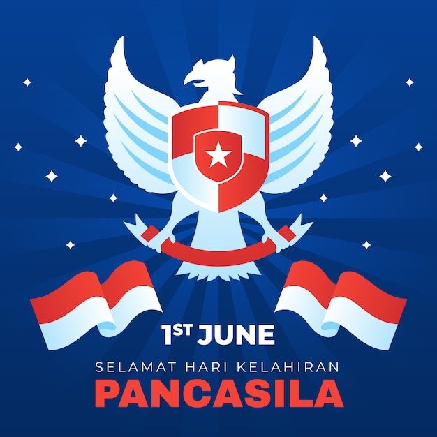 Vector ilustración del día de pancasila degradado