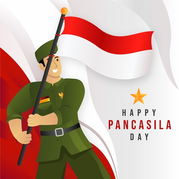 Vector ilustración del día de pancasila degradado