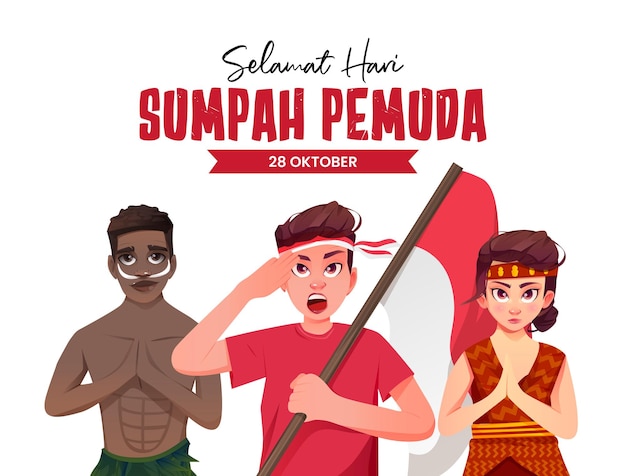 Ilustración para el Día de la Promesa de la Juventud de Indonesia