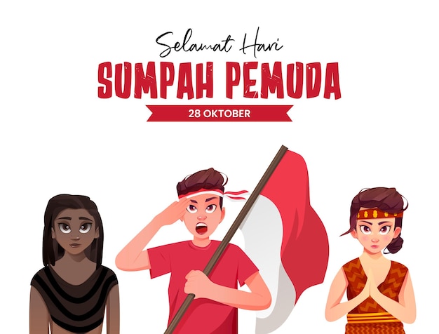 Ilustración para el Día de la Promesa de la Juventud de Indonesia