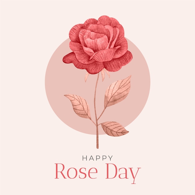 Ilustración de día rosa acuarela