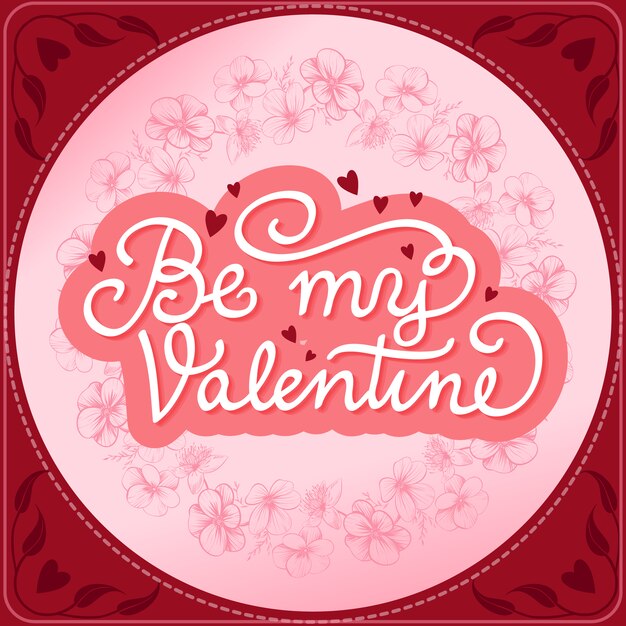 Vector ilustración del día de san valentín con borde floral vintage